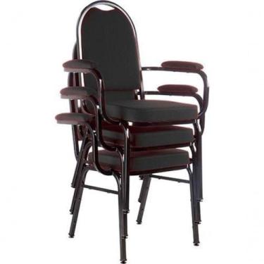 Imagem de Kit Com 3 Cadeiras Para Auditório Linha Hotel design na cor Preto. - D