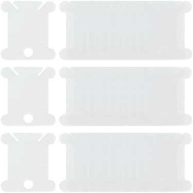 Imagem de CRASPIRE 150 peças de plástico bobina de fio dental bordado cartões transparentes e leves enrolador de fio de ponto cruz com ranhuras e argola para pendurar para artesanato faça você mesmo, acessórios