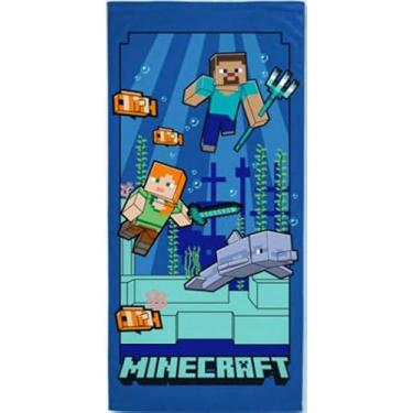 Imagem de Jay Franco Minecraft Toalha de praia divertida subaquática, oceano infantil com golfinho e peixe - 68,6 cm x 137,2 cm