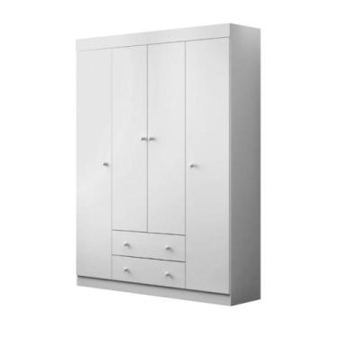 Imagem de Guarda Roupa Infantil Tais 147cm 4 Portas 100% MDF Branco Brilho - sal