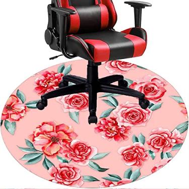 Imagem de Tapete de cadeira de escritório com flores, textura de flor, tapete de cadeira de mesa para piso de madeira de escritório em casa, protetor de piso de pilha baixa, redondo de 91 cm
