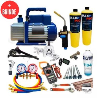Imagem de Kit Refrigeração Para Ar Condicionado Com Bomba De Vácuo 7CFM Duplo e 