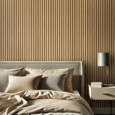 Imagem de Papel de Parede Imita Madeira Ripado, Lavável Autocolante Ripas de Madeira 10 Metros (Ripado Reno)