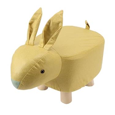 Imagem de Cartoon Animal Em Forma de Banquinho Kid Casa Sala de Estar Fofa Madeira para a Sala Jogos do Pátio Amarelo (Amarelo)