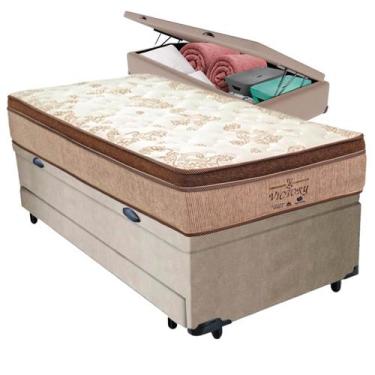 Imagem de Bicama Baú Bege + Colchão Victory Molas V-Tech Solteiro