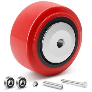Imagem de Nefish Conjunto de 4 rodas de rodízio de 10 x 5 cm, rodas de poliuretano em núcleo de poliolefina com rolamento de esferas duplo e capa contra poeira Rodas de substituição resistentes de 1,088 kg