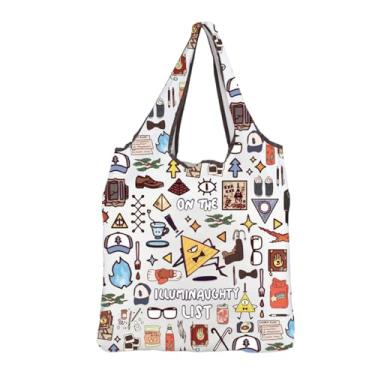 Imagem de MBMSO Bill C-ipher Bolsa de mercearia reutilizável G-ravity Presentes inspirados em desenhos animados para fãs de personagens de desenhos animados, bolsa dobrável para presentes (BC F-Bag)