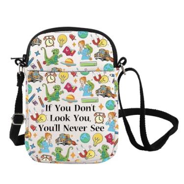Imagem de Bolsa tiracolo Magic Bus Cartoon Inspire Ms. Frizzle Quote Messenger Bag Teacher Appreciation Homeschool Gift, Never See Cb, Bolsa carteiro
