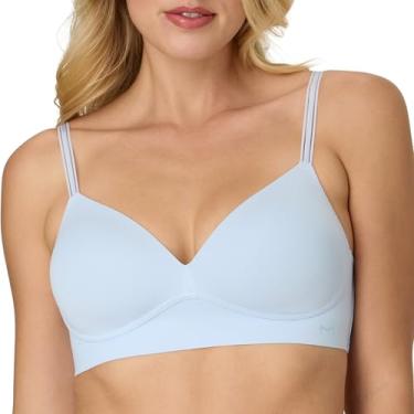 Imagem de Maidenform Sutiã sem fio, invisível para mulheres, cobertura total, alças conversíveis, Colagem azul, M