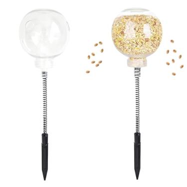 Imagem de Alimentadores Para Galinhas, 2 Peças Comedouro de Frango com Estaca, Calha Móvel Recarregável Para Quintal Jardim Treino Exercício