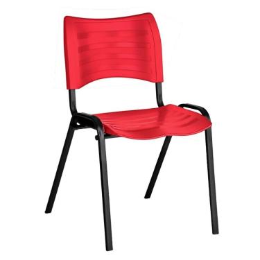 Imagem de Cadeira Fixa Polipropileno Vermelha 4 Pes Preto Lorenzzo