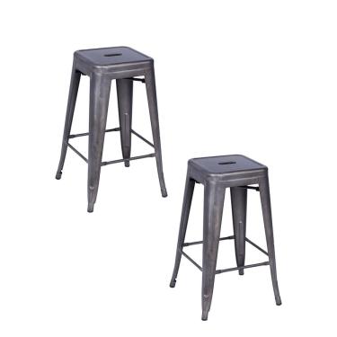 Imagem de Kit 2 Banquetas Alta Industrial em Aço Tolix Espresso Móveis Bronze