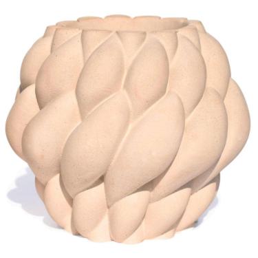 Imagem de Vaso Decorativo Novelo 13cm Em Cimento Artesanal Sala E Cozinha Palha