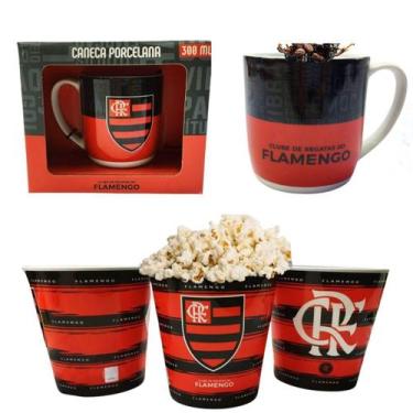 Imagem de Kit 1 Balde Pipoca Grande 2,5L Time Flamengo + 1 Caneca - Brasfoot
