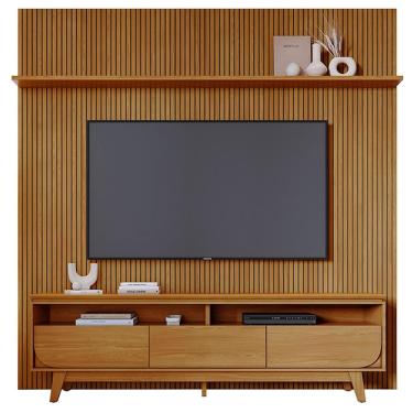 Imagem de Painel E Bancada Tv 75 Polegadas 245x238 Cm Luna Madetec Cumaru