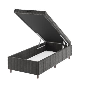 Imagem de Base Box Bau Solteiro Ravena (43x96x203cm) Grafite - Casa Giulia