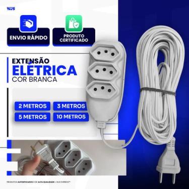 Imagem de Extensão Elétrica Branca 10 Metros Bivolt Tomadas Tripolares Bivolt 11