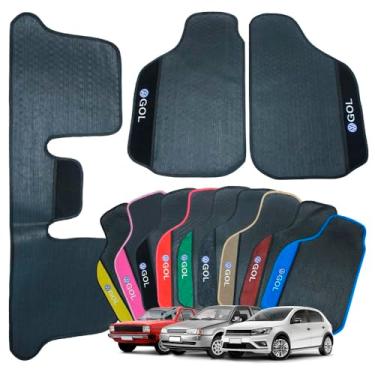 Imagem de Tapete Automotivo Gol G8 G7 G6 G5 G4 G3 G2 G1 Borracha 3 Peças Detalhe em Carpete Personalizado Gol Bola Quadrado (PRETO)