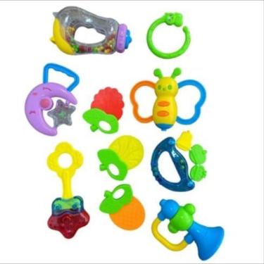 Imagem de Kit Brinquedos Para Bebê Chocalhos Mordedor Sensorial 10 Peças Brinque