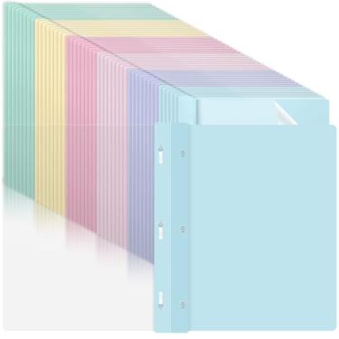 Imagem de 48 peças de plástico pastel capas de relatório com 3 garras transparentes frontais pastas de apresentação 3 pastas de pinos para retomar portfólio documento relatório carta proposta escola sala de