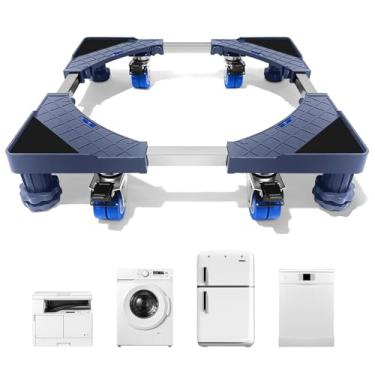 Imagem de Suporte de mini geladeira ajustável de 42,9 cm a 65,8 cm com rodas de 360°, base elevada universal, suportes de geladeira ajustáveis com 4 pés fortes, base móvel de mudança de móveis para máquina de