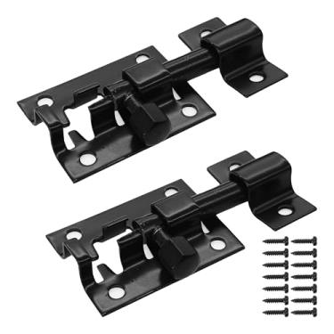 Imagem de bociloy 2 peças trava de parafuso deslizante de aço inoxidável preto de 1,5 polegadas, trava de segurança para serviço pesado, interior, exterior, janela, fecho, barril, parafuso deslizante, ferrolho