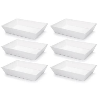 Imagem de Kit 6 Travessas Brancas 4L Melamina Profissional Haus Concept Restaurante Buffet