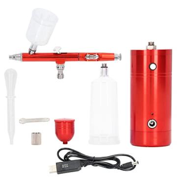 Imagem de Conjunto de mini pistola de aerógrafo sem fio recarregável por USB com compressor para maquiagem, tatuagem, bolo, pintura de modelos e passatempos DIY