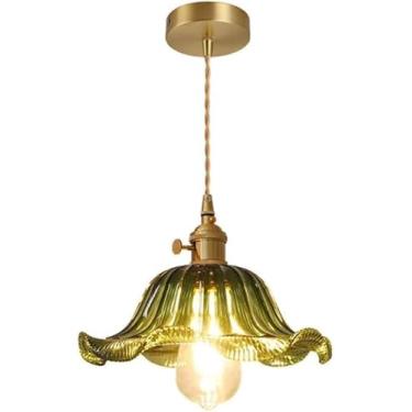 Imagem de Luminárias Vitage Pedat, Luzes De Vidro Floral Hagig Pedat, Colorido Chadelier Ajustável Hagig Droplight Para Kitche Islad Livig Room Hallway Bedroom, Green, 30cm