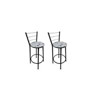 Imagem de Kit 2 Banquetas Bancos Média Preta Bistrô Balcão Cozinha - FortMix, Br