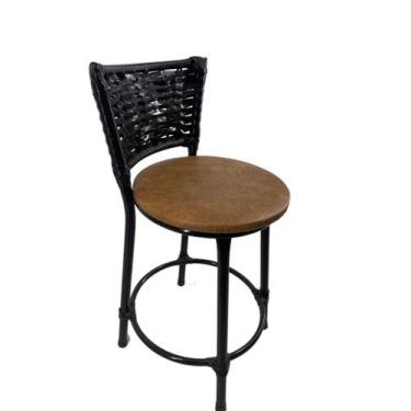 Imagem de Kit banqueta baixa de junco cozinha americana gourmet bistrô - FortMix