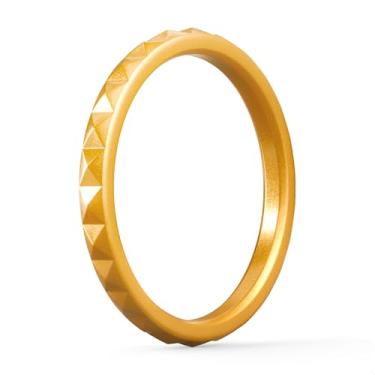 Imagem de ThunderFit Anéis de silicone finos e empilháveis para mulheres, alianças de casamento de borracha sem metais preciosos ou pedras, padrão diamante, 2,5mm largura, 2mm espessura - Pacote variado 1