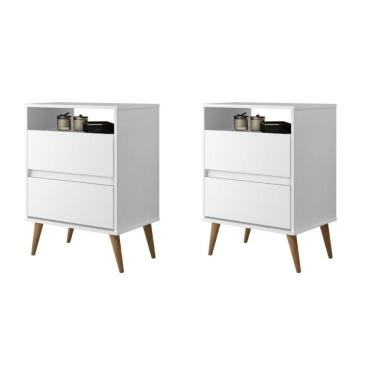 Imagem de Mesas de Cabeceira 2 Gavetas Lotus Branco