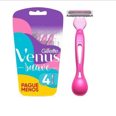 Imagem de Gilete Venus Suave Aparelho de Depilação Feminina Descartável com 3 Lâminas e Fita Lubrificante com Aloe Vera, 4 Unidades