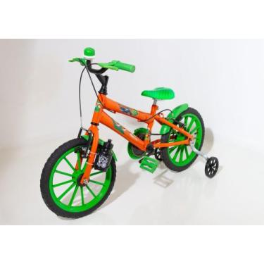 Imagem de Bicicleta aro 16 infantil Laranja com verde - vtc bikes