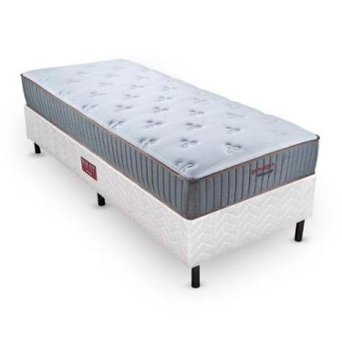 Imagem de Conjunto colchão cama box branco fit solteiro bellagio gel orthocrin m