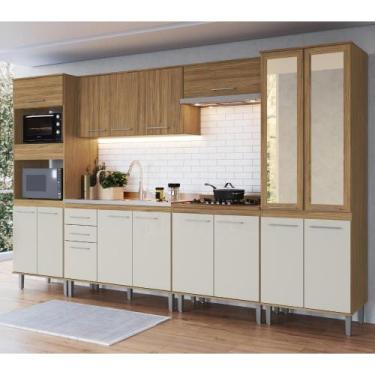 Imagem de Cozinha Completa com Armário, Balcão e Cristaleira Gaia Naturalle Cris