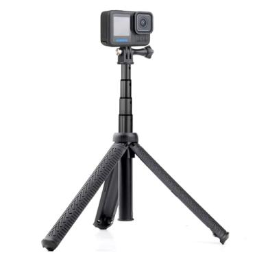 Imagem de GEPULY Vlog portátil extensível de 71 cm para GoPro Hero 12 11 10 9 8 7 6 5 4 3 2, Session, Insta360, AKASO, SJCAM, DJI OSMO Action Camera e telefones (3 em 1: Pega de mão, bastão de selfie, suporte