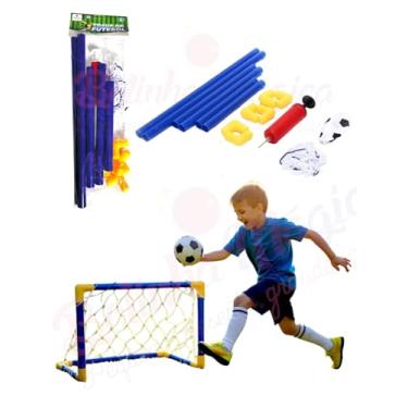 Imagem de Brinquedo Futebol Kit 1 Mini Trave Golzinho Infantil Gol com Bola e Bomba Jogo Chute a Gol