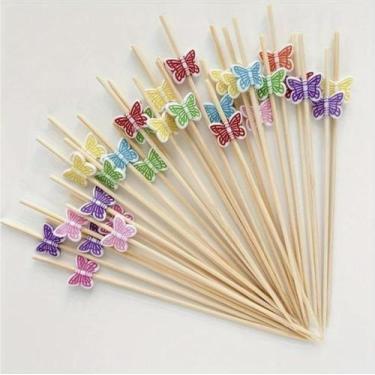 Imagem de 24 Espetinhos Palitos Decorativo Borboleta Lanches e Petiscos - Ponto 