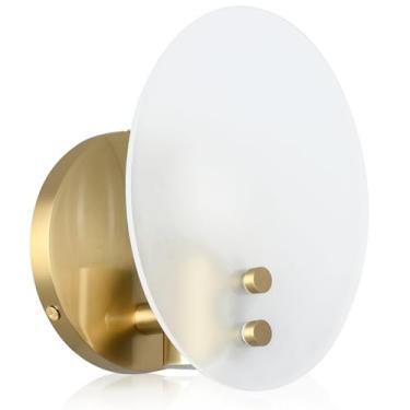 Imagem de Pirxxiy Arandelas de parede modernas de latão inspiradas em velas, luminária de parede para decoração de quarto com sombra de vidro fosco estilo oval, luz de montagem na parede, lâmpada de parede para