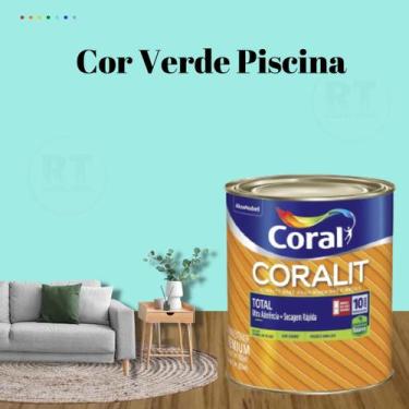 Imagem de Esmalte Sintético Base Água Coral Coralit 800ml Tinta Cor Verde Acetin