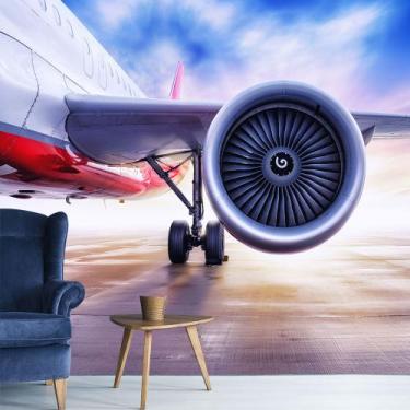 Imagem de Papel de Parede Avião Turbina Viagem Sala Painel - 380pcp - Allodi