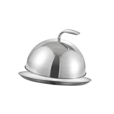 Imagem de WeiLaiKeQi Tampa de cúpula de aço inoxidável com placa para bife, multiuso, tampa para grelha de hambúrguer para sanduíches, hambúrgueres, restaurantes, Tampa 28cm Prato 30cm