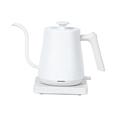 Imagem de ＫＬＫＣＭＳ Chaleira elétrica de aquecimento rápido, prática, portátil, resistente, 0,8 L, aço inoxidável, para preparar chá, despejar café, ferver água quente, Branco