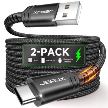 Imagem de Cabo USB C JSAUX, pacote com 2 m de carregamento rápido, iPhone Samsun