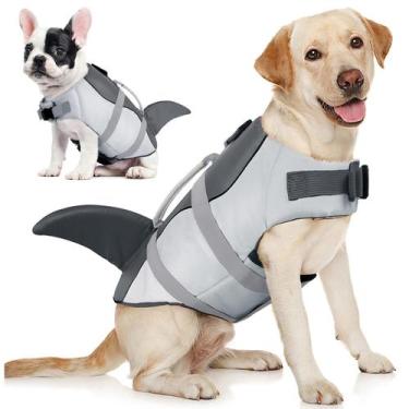 Imagem de Colete salva-vidas para cães AOFITEE Shark Ripstop com flutuabilidade 