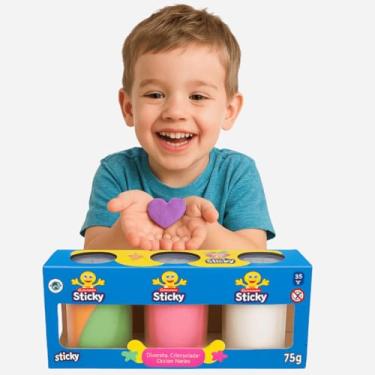 Imagem de Kit Massinha de Modelar, 3 Potes, 5 Unidades, 75g, Cores Sortidas