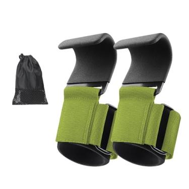Imagem de Munhequeira Fitness com Gancho de Aço - 2 Alças para Levantamento de Peso, Academia e Crossfit - Resistente (verde)