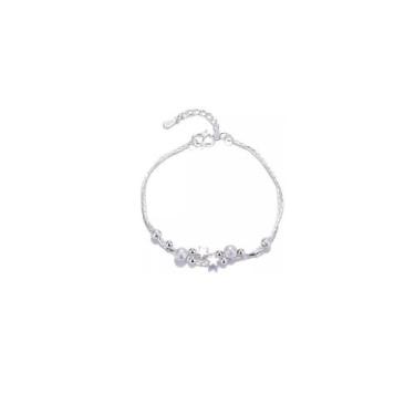Imagem de Pulseira de prata Bella ajustável com miçangas finas - Lightbek Offici